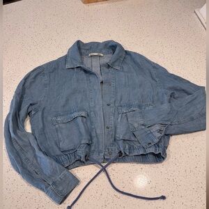 Dex Light Blue Denim tencel Jacket with Drawstring